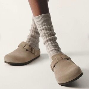 Birkenstock Boston Suede Footbed Clogs Mules Slip On Shoes taupe Mens 44 US 11